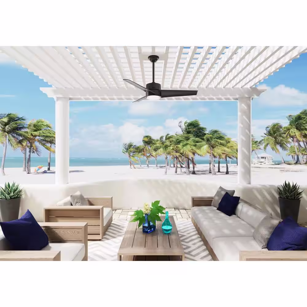 Hunter Havoc 54 in. LED Outdoor Matte Black Ceiling Fan with Light Kit and Wall Control Included