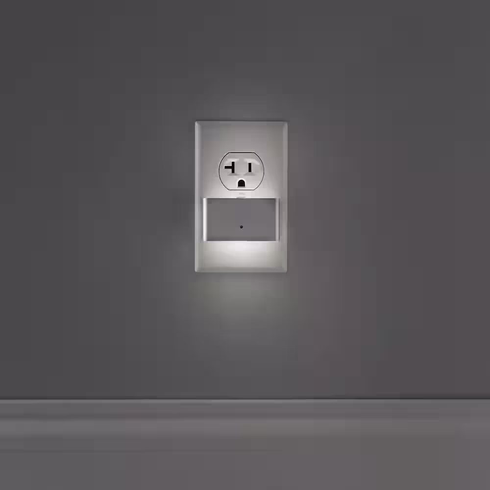 None Dual Directional Soft White LED Plug-In Brushed Nickel Night Light with Automatic Dusk to Dawn