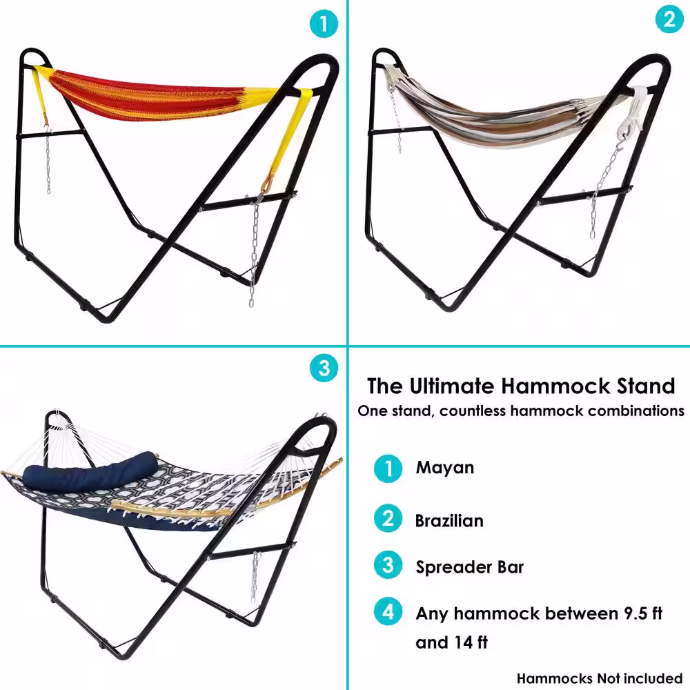 Sunnydaze Decor Universal Multi-Use, Fits Hammock 9 to 14 ft. Metal Heavy Duty 2-Person Hammock Stand