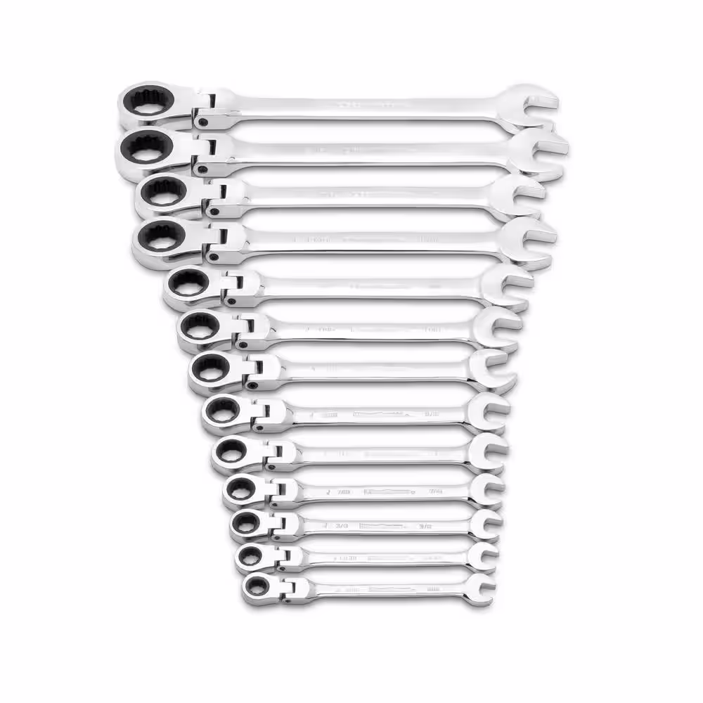 GEARWRENCH 12-Point 72-Tooth SAE Flex-Head Ratcheting Combination Wrench Set (13-Piece)