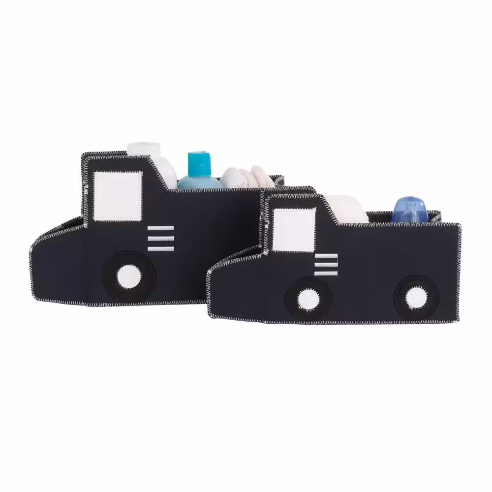 LITTLE LOVE BY NOJO Navy Felt Truck Shaped 2-Piece Nursery Storage Caddy Set