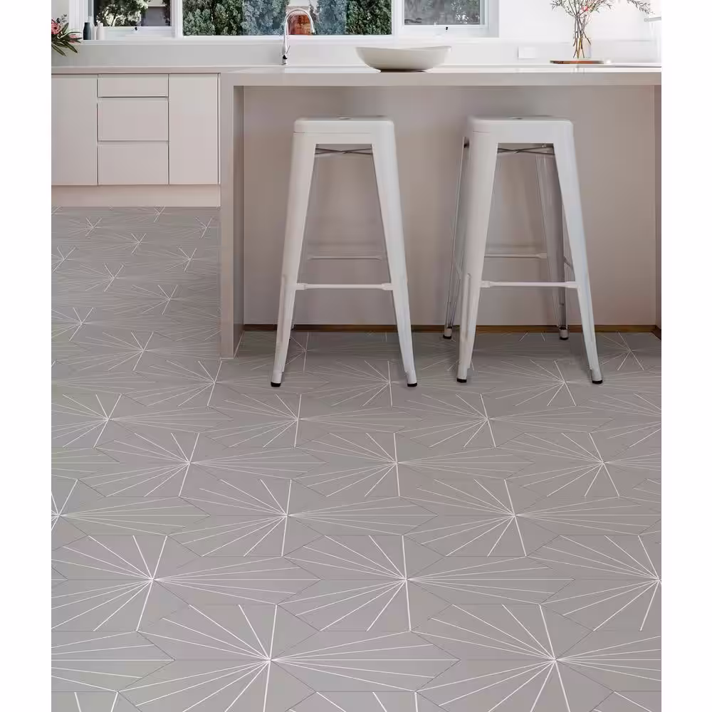 FloorPops Vers 10.4 in. W x 9 in. L Grey Peel & Stick Vinyl Tile Flooring (9 sq. ft./case)