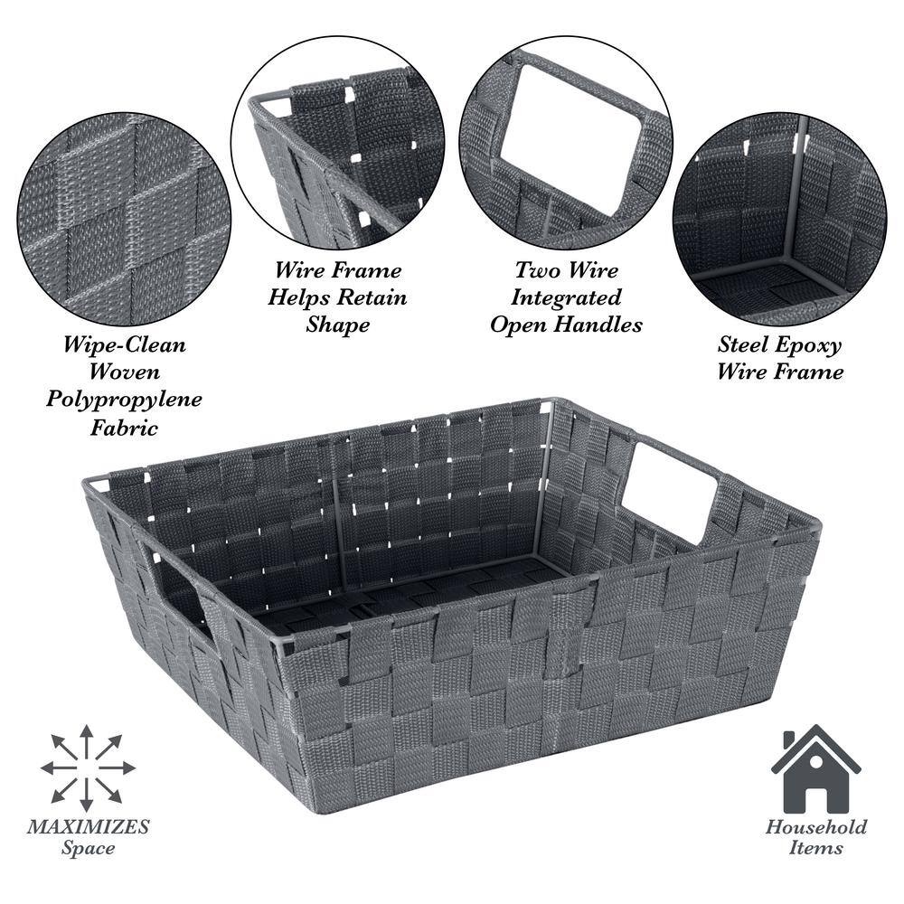 SIMPLIFY 5 in. H x 15 in. W x 13 in. D Gray Fabric Cube Storage Bin