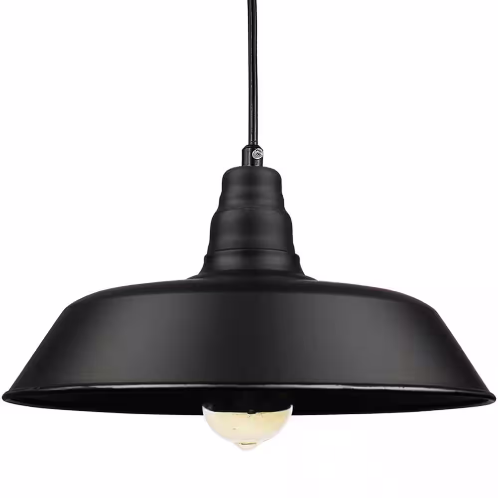 None 1-Light Black Outdoor Pendant Light