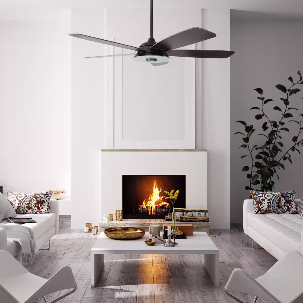 CARRO Hardley 56 in. Dimmable LED Indoor/Outdoor Black Smart Ceiling Fan with Light and Remote, Works with Alexa/Google Home