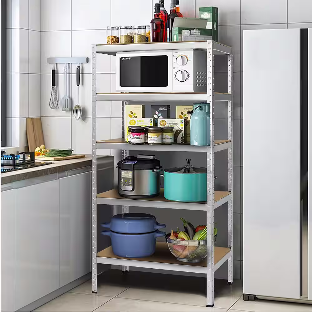 Costway 3-Pieces 72 in. Heavy Duty Steel 5 Level Garage Shelf Storage Adjustable Shelves Silver