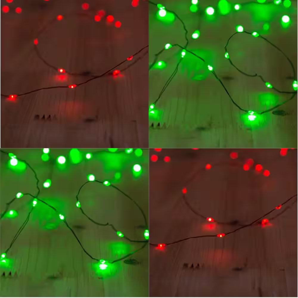 None Outdoor 100-Light 20 ft. Solar Colors of Christmas (2 Red/2 Green) integrated LED String Light (4-Pack)