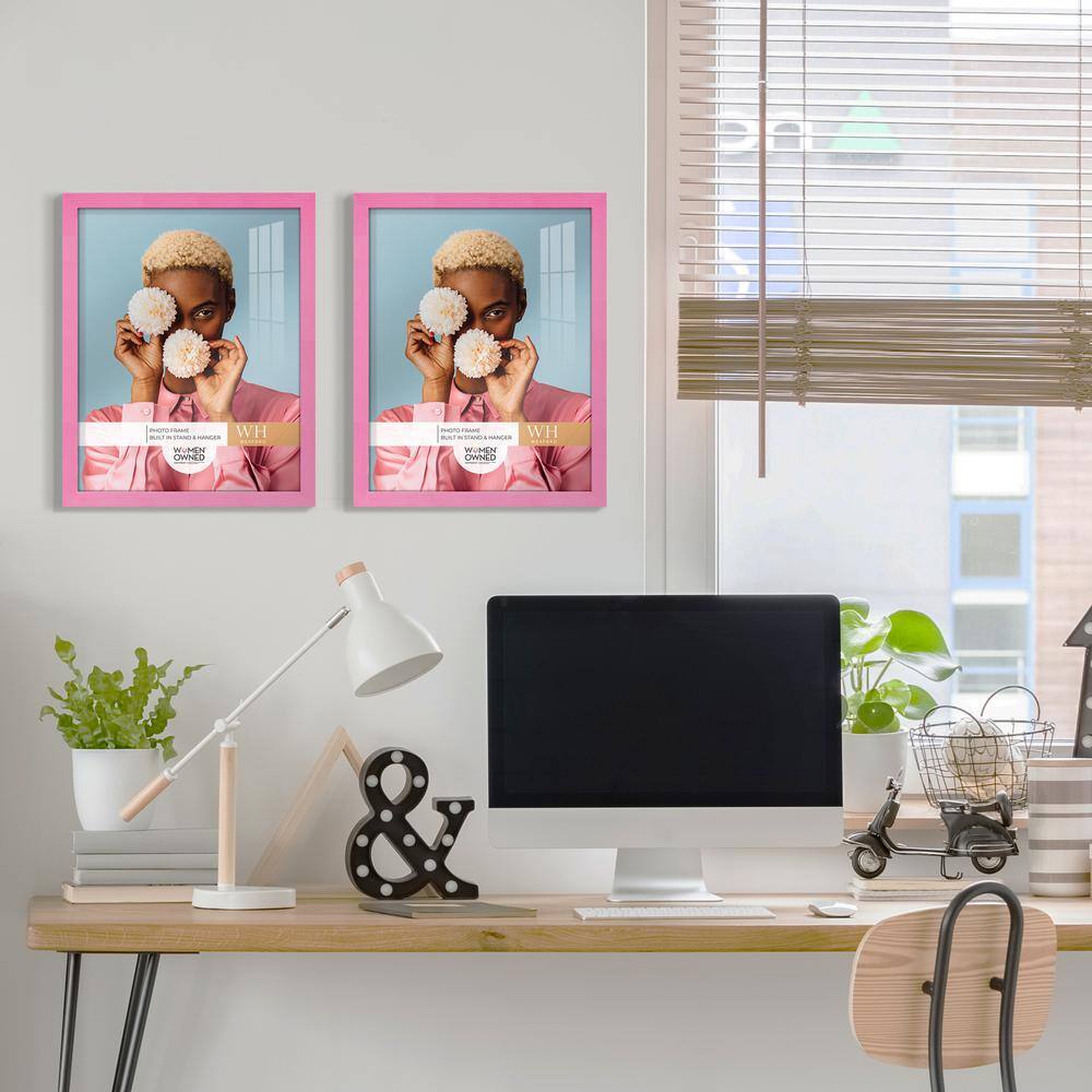 None Grooved 11 in. x 14 in. Pink Picture Frame (Set of 2)