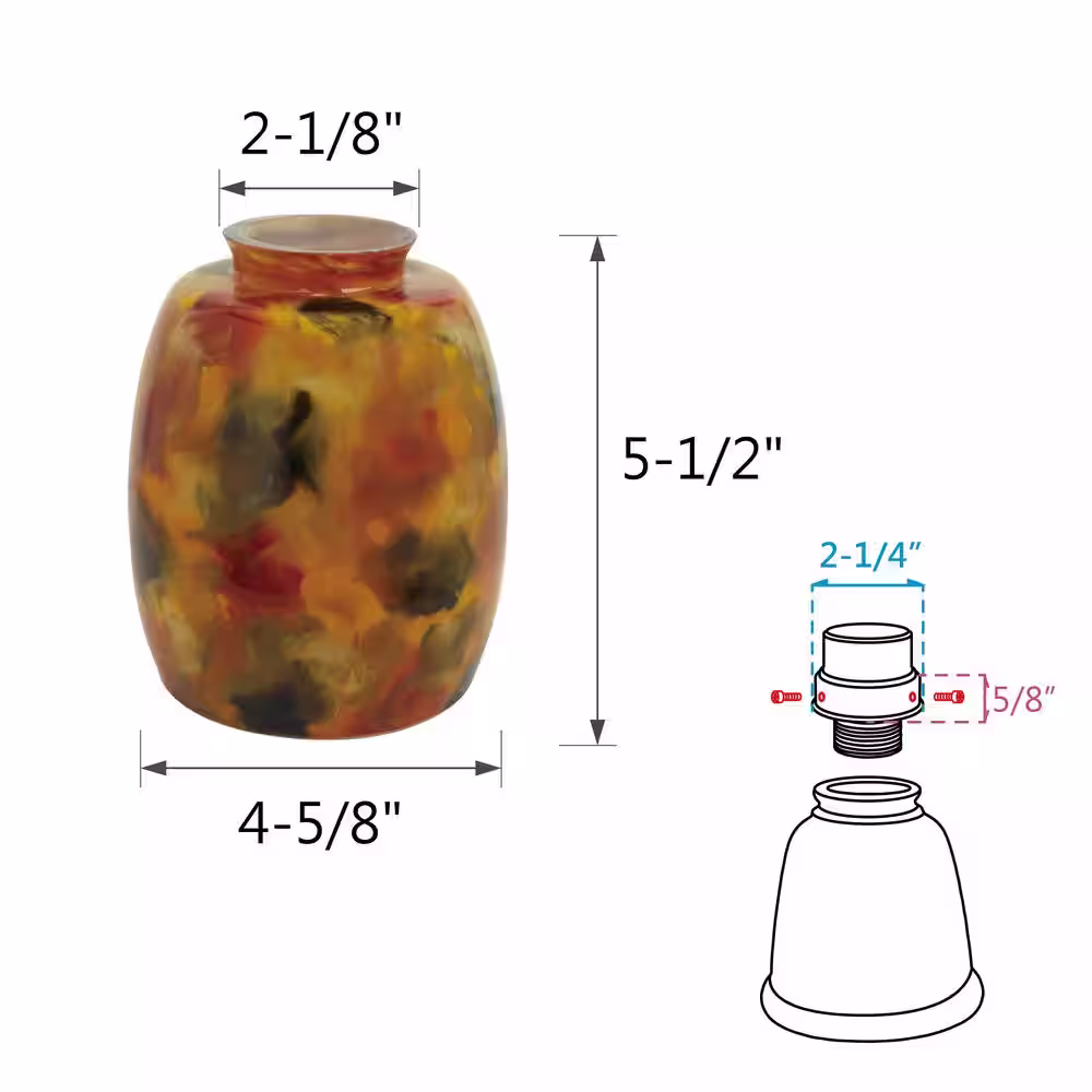None 5-1/4 in. Art Ceiling Fan Replacement Glass Shade (1-Pack)