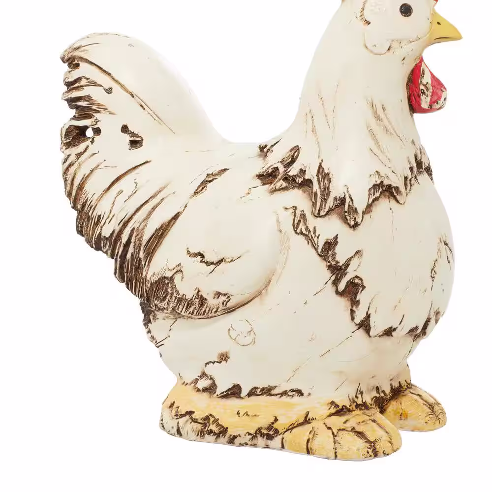 Litton Lane 12 in. Polystone Indoor Outdoor Rooster Garden Sculpture