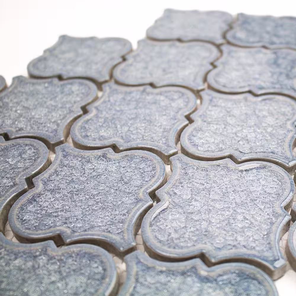 Ivy Hill Tile Roman Selection Iced Blue Lantern 9-3/4 in. x 10-1/2 in. x 8 mm Glass Mosaic Tile
