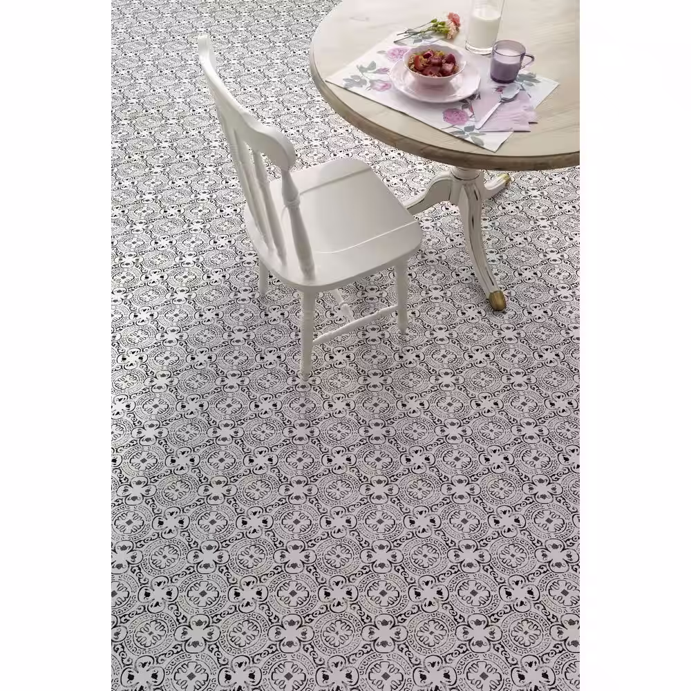 A&A Surfaces Encaustic Baroque Stamp MIL x 12 in. W x 35 in. L Click Lock Waterproof Vinyl Tile Flooring (27.3 sqft/case)