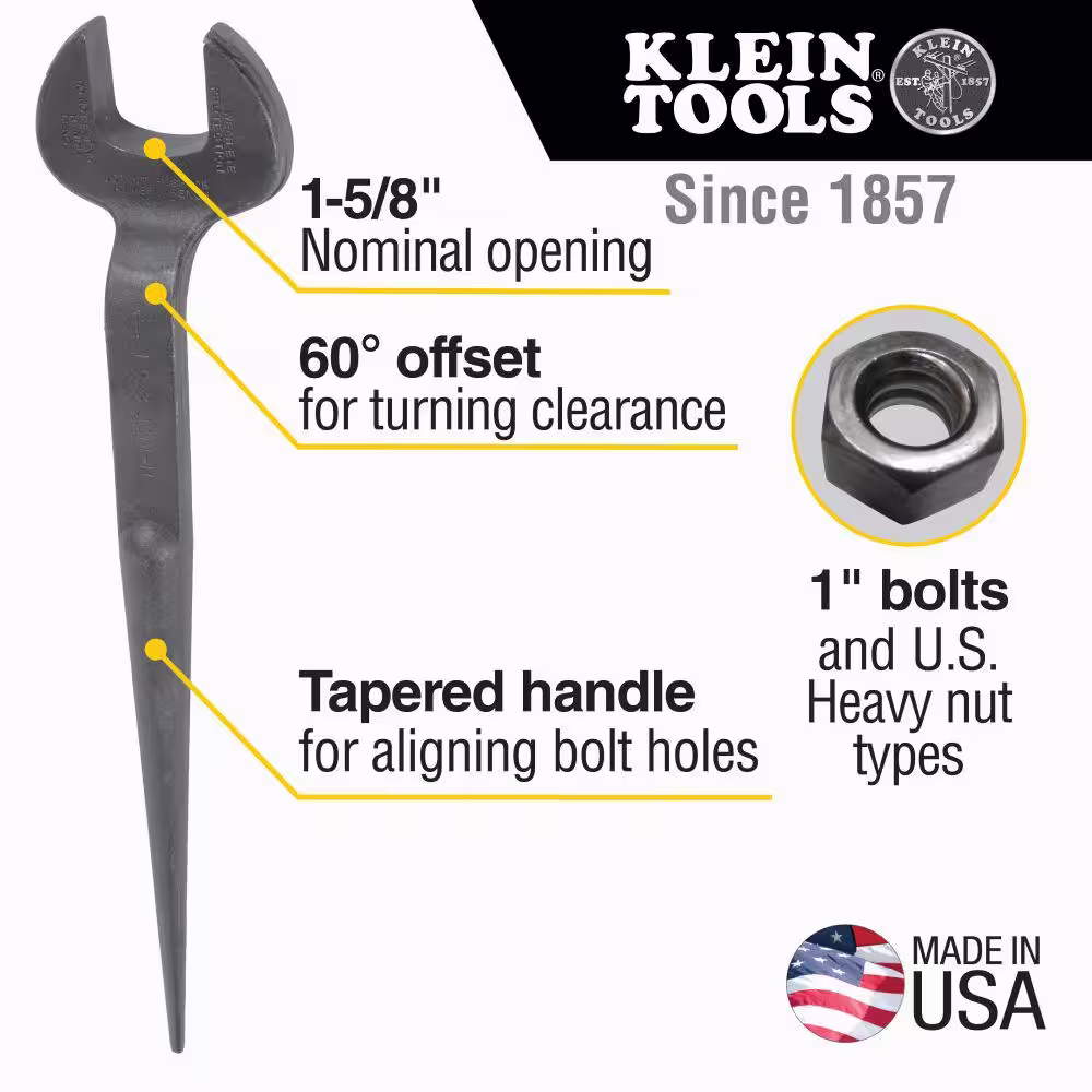 Klein Tools 1 in. Erection Wrench for U.S. Heavy Nut with 1-5/8 in. Nominal Opening