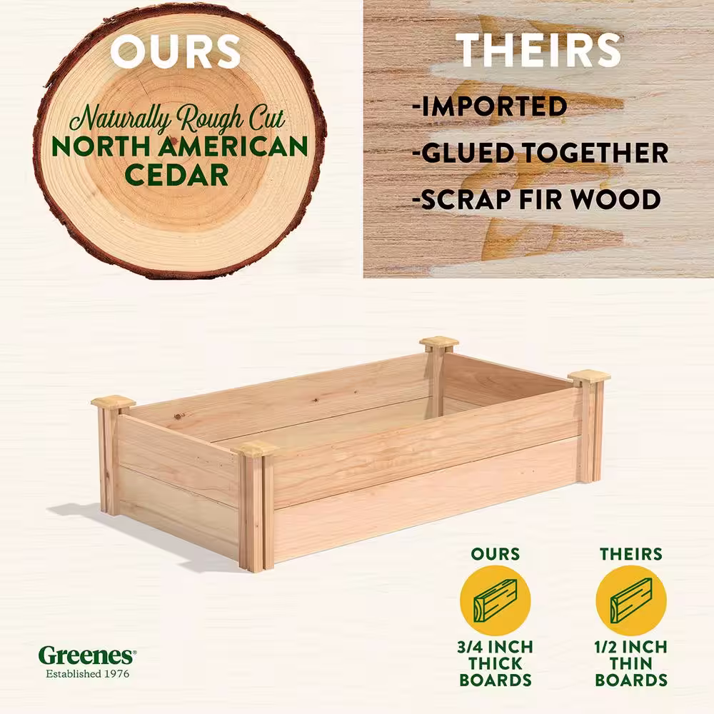 Greenes Fence 2 ft. x 4 ft. x 11 in. Premium Cedar Raised Garden Bed