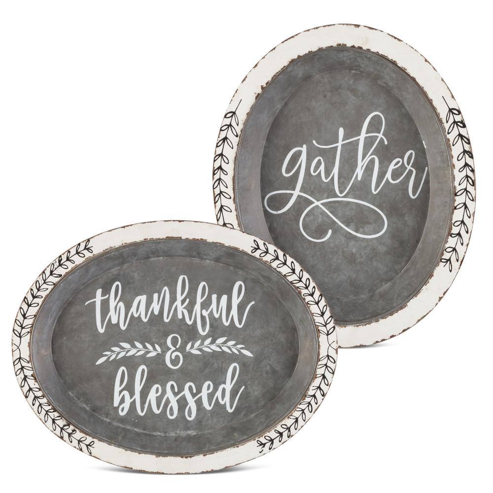 None Gray Galvanized Trays (Set of 2)