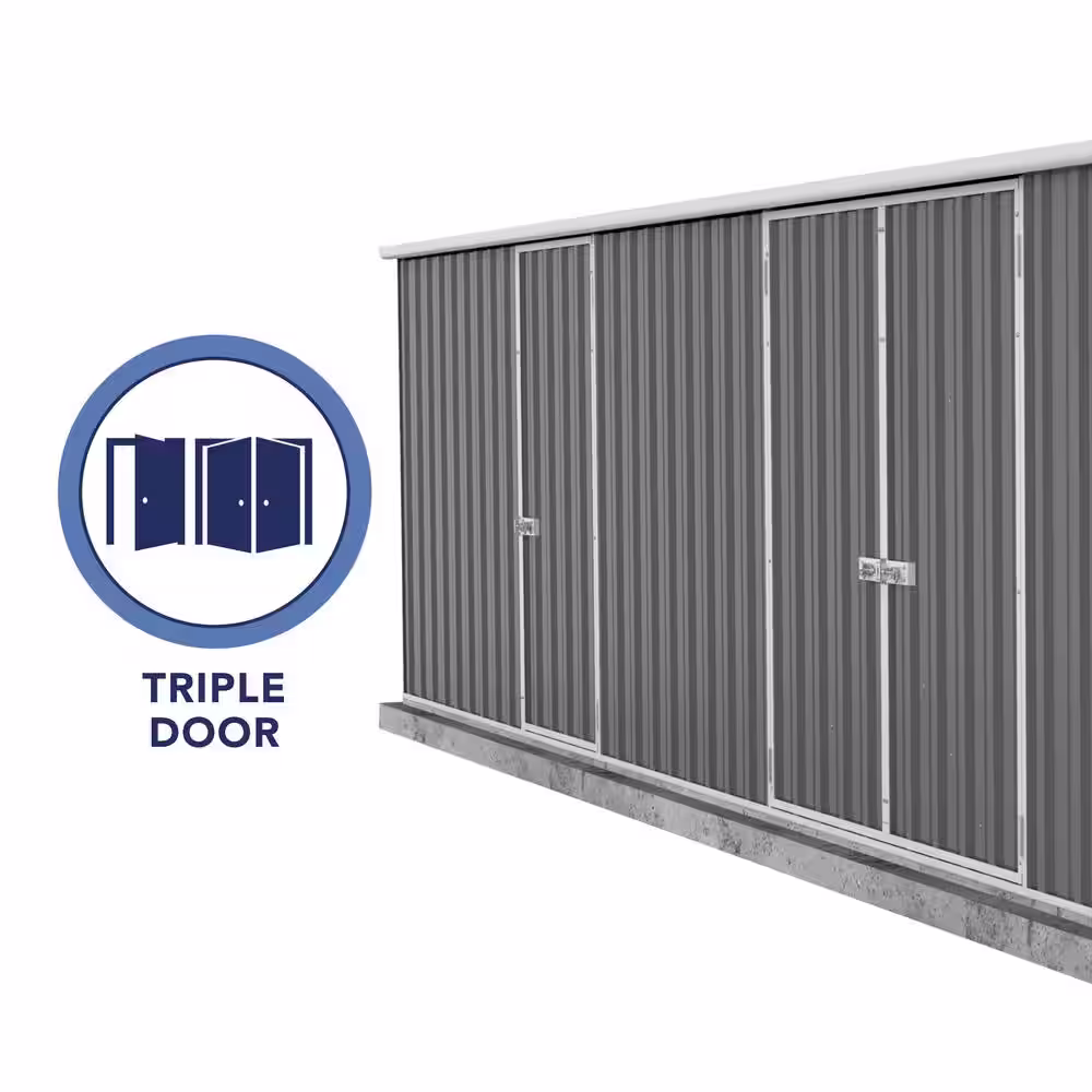 ABSCO Workshop 20 ft. W x 10 ft. D Metal Shed in Woodland Gray with 3 Doors (193 sq. ft.)