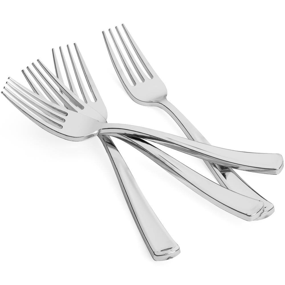 None Silver Disposable Plastic Forks (125 Pieces)