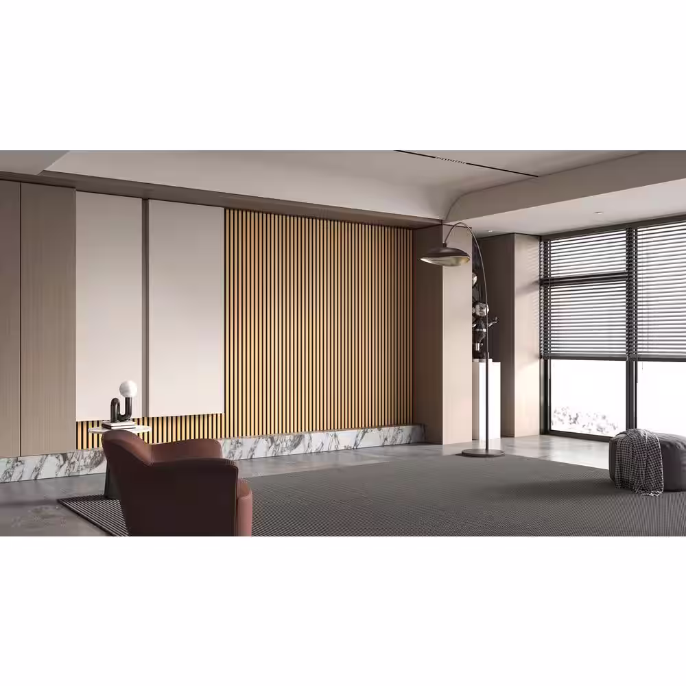 Ejoy 94 in. x 23.6 in x 0.8 in. Acoustic Vinyl Wall Cladding Siding Board in American Oak Color (Set of 1-Piece)