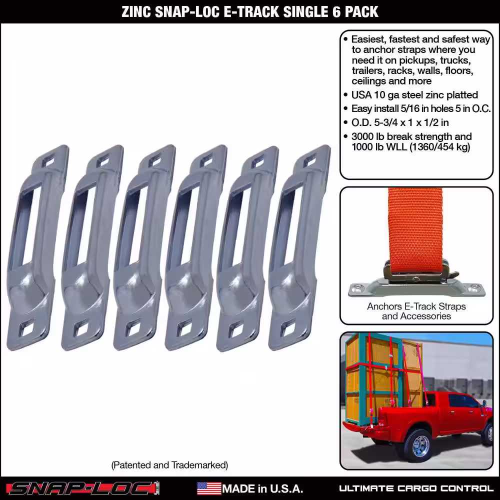 SNAP-LOC E-Track Single Strap Anchor Zinc (6-Pack)