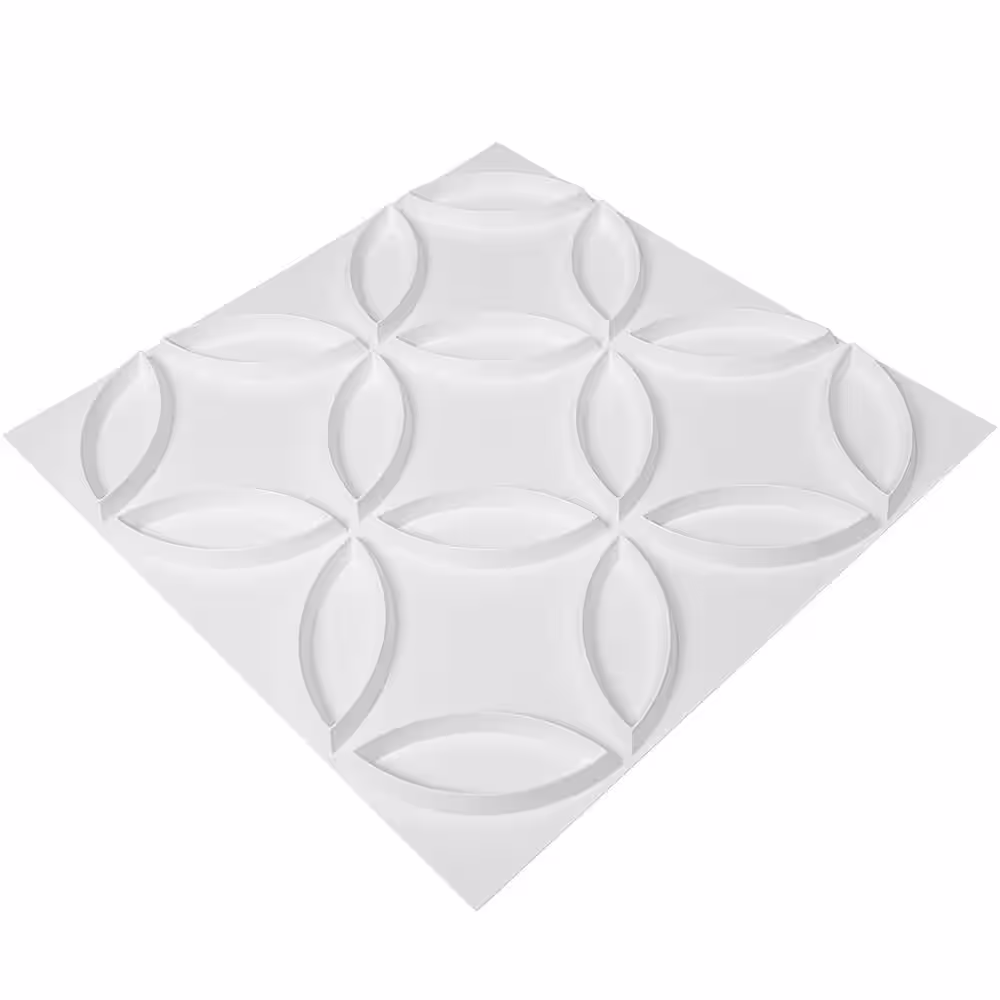Art3d Interlocking Circles 19.7 in. x 19.7 in. PVC Wall Panel in Matt White for Interior Decoration (32 sq. ft.)