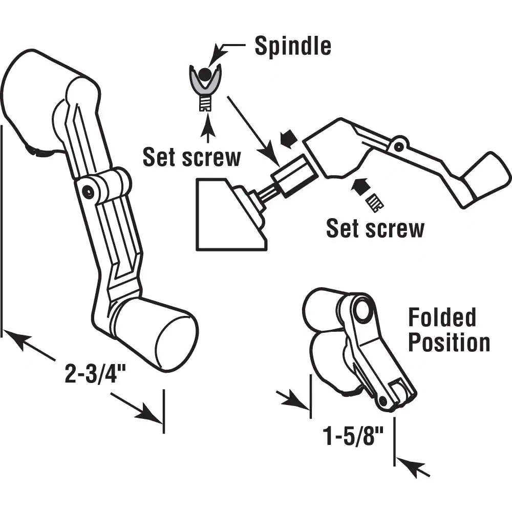 Prime-Line Universal Diecast White Folding Crank Handle for Casement Windows