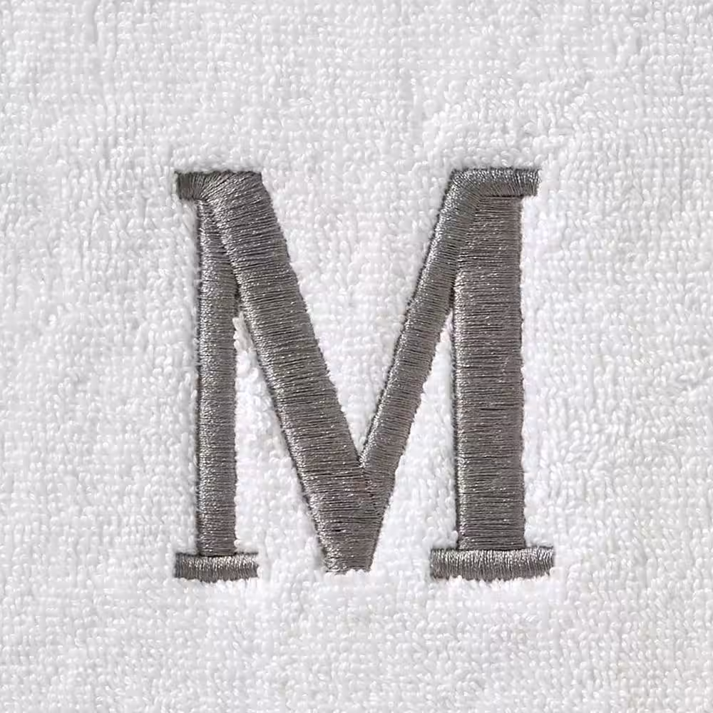 SKL Home Casual Monogram Letter M Hand Towel 2 piece set, white, cotton