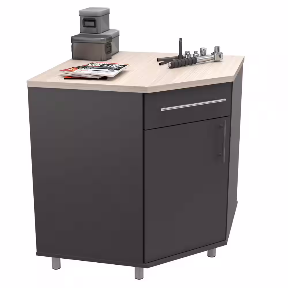Inval KRATOS 31.5 in. W x 34.6 in. H x 31.5 in. D Garage Storage Cabinet in Dark Gray-Maple (1-Piece)