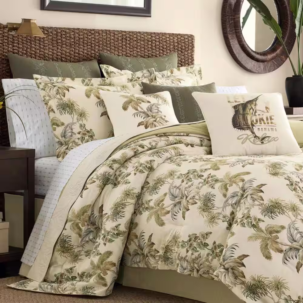 Tommy Bahama Nador 4-Piece Medium Beige Botanical Cotton King Comforter Set