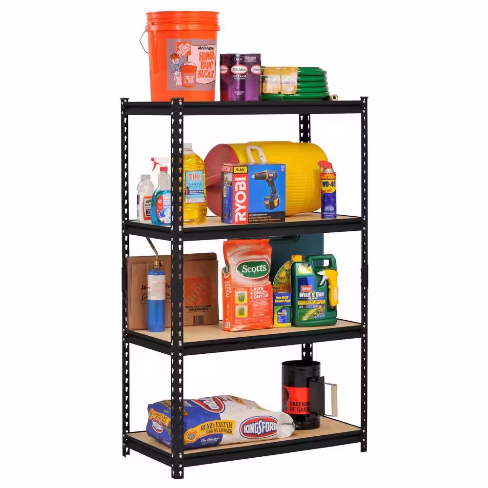 Edsal 4-Tier Heavy Duty Steel Garage Storage Shelving Unit in Black (36 in. W x 60 in. H x 18 in. D)