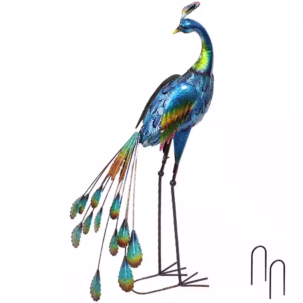 Sunnydaze Decor Peacock Metal Outdoor Garden Statue (Set of 2)