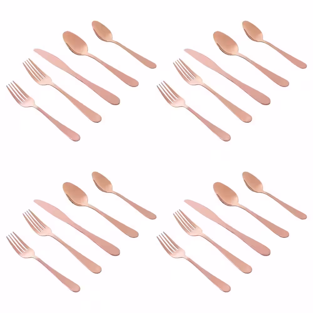 GIBSON HOME Stravida 20-Piece Flatware Set in Rose Gold Stainless Steel Service Set For 4