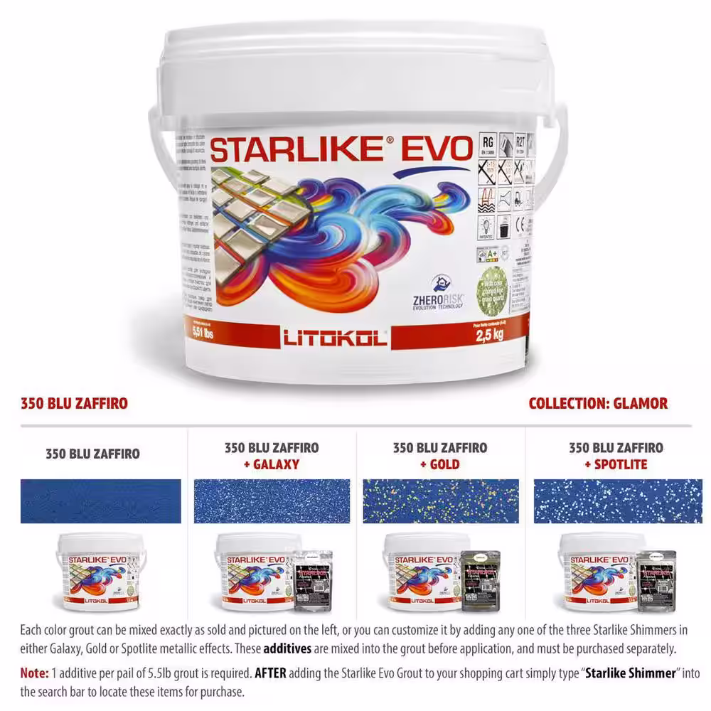 The Tile Doctor Glamour Collection 350 Blu Zaffiro Starlike EVO Epoxy Grout