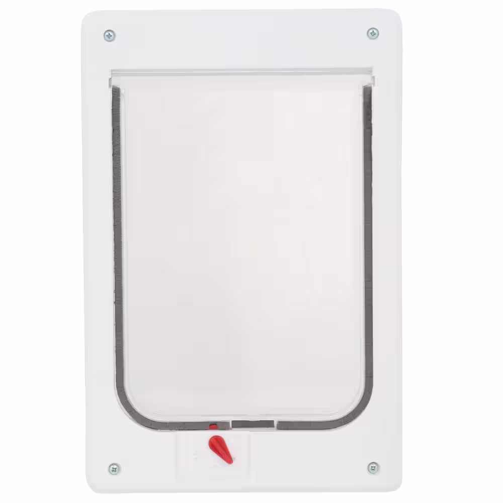 Ideal Pet Products 7.5 in. x 10.5 in. Large White Chubby Kat Pet Patio Door Insert for 75 in. to 77.75 in. Tall Aluminum Sliding Door