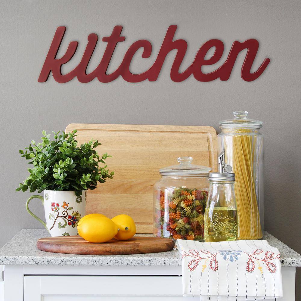 Stratton Home Decor Red Kitchen Wood Word Dcor