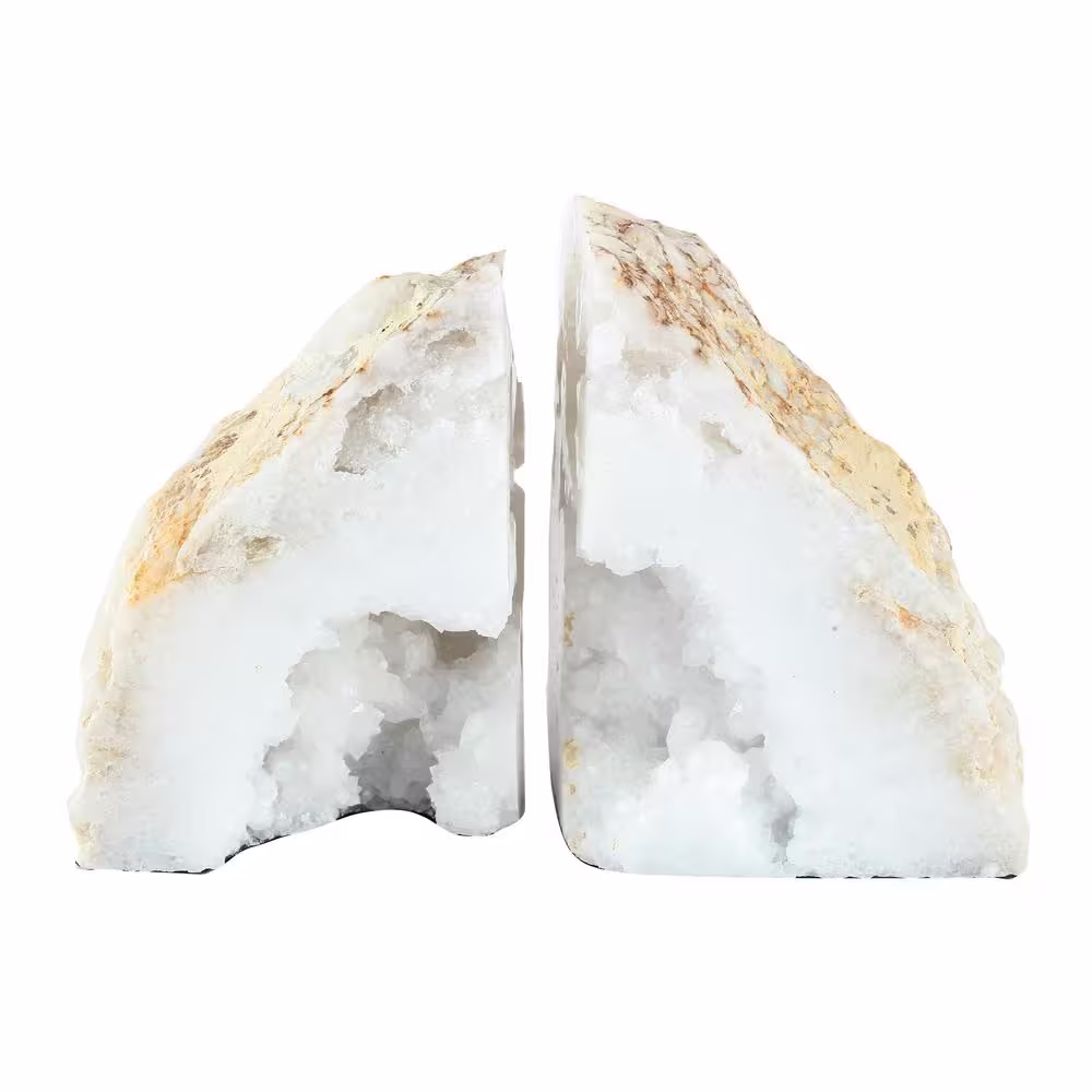 A & B Home Geode White Stone Unthemed Bookends