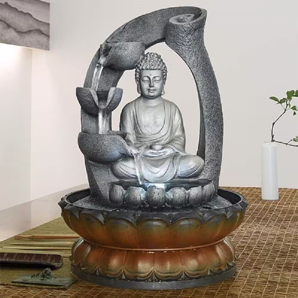 None 11 in. Buddha Fountain Tabletop Decorative Waterfall Kit with Submersible Pump