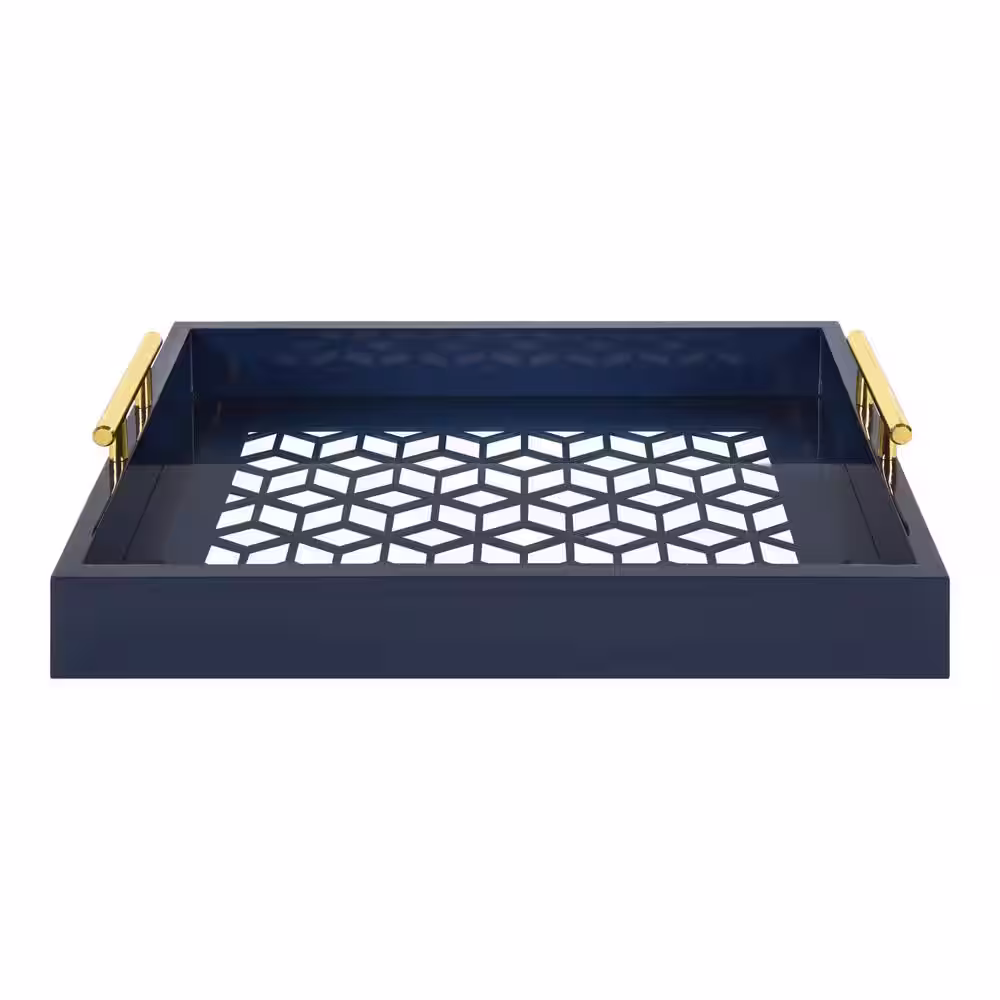 Kate and Laurel Caspen 17 in. x 3 in. x 12 in. Navy Blue Decorative Wall Shelf