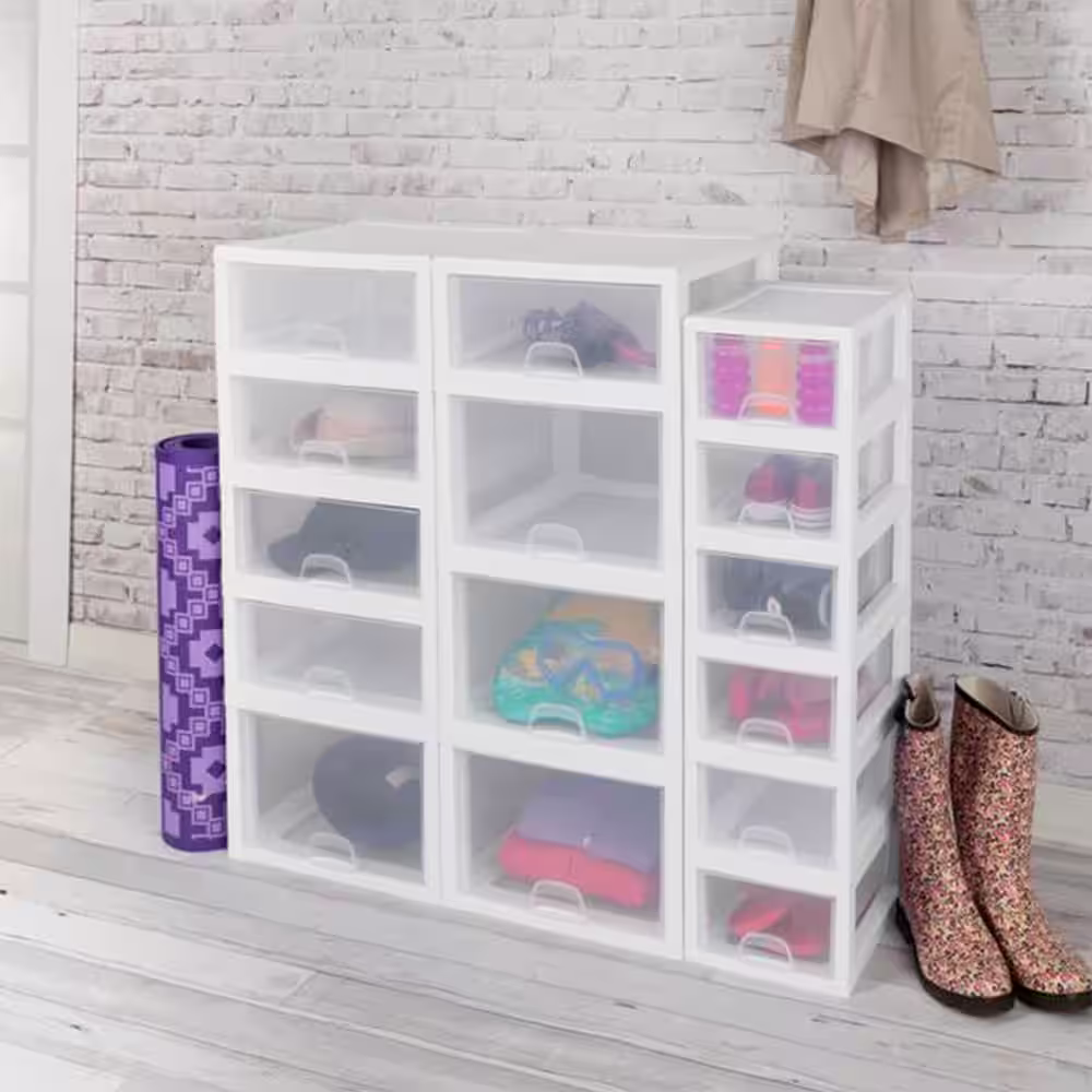 Sterilite Small Box 6 qt. Modular Stacking Storage Drawer Container Closet (6-Pack)