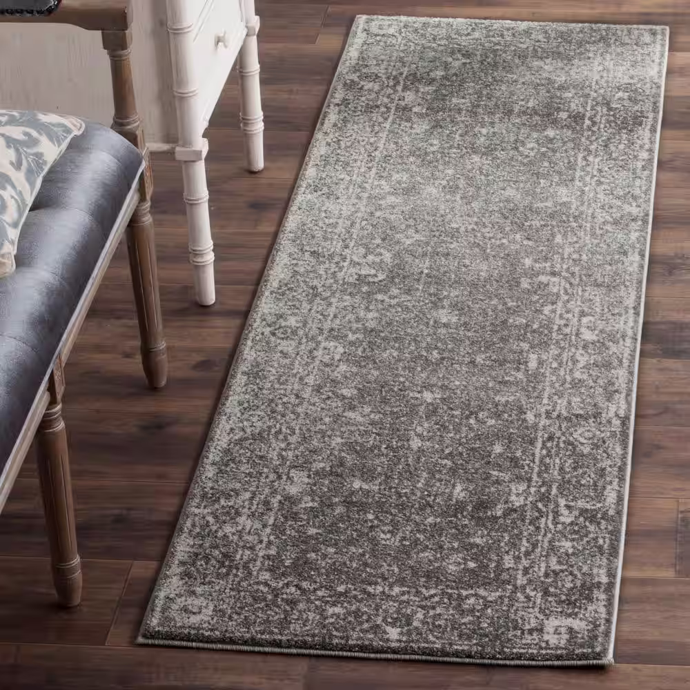 SAFAVIEH Evoke Gray/Ivory 2 ft. x 15 ft. Border Runner Rug