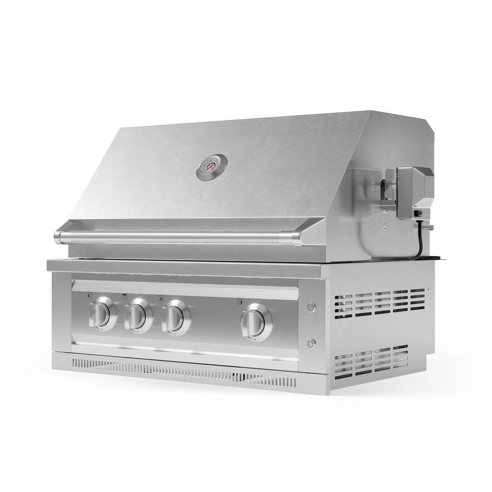 NewAge Products Outdoor Kitchen Natural Gas 4 Burners Stainless Steel Grill Cart with Platinum Grill
