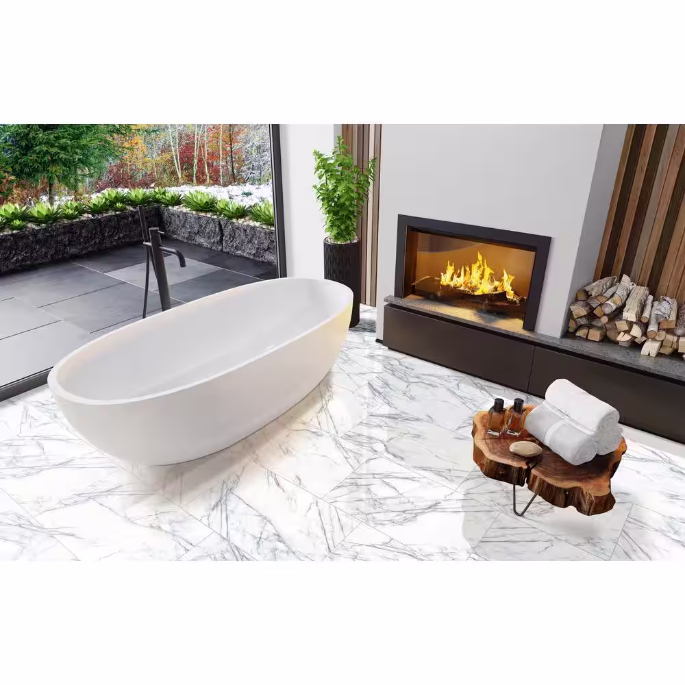MSI Raphael Gray 16 in. x 32in. Polished Porcelain Stone Look Floor and Wall Tile (14.2 sq. ft./Case)