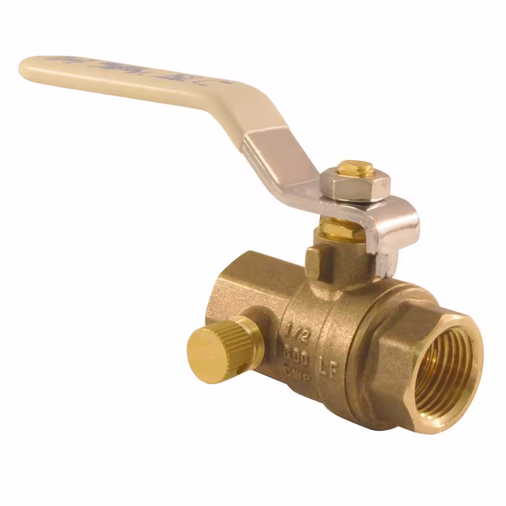 Everbilt 1/2 in. Brass Ball Valve with Waste NPT Full-Port