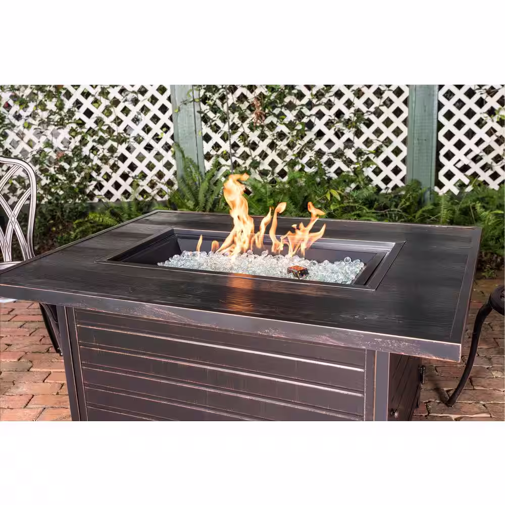 Fire Sense Sawyer 48 in. x 24 in. Rectangle Aluminum Propane Fire Pit Table in Antique Bronze