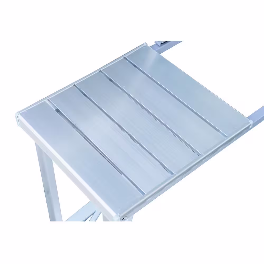 Outsunny Silver 4-Person Aluminum Portable Folding Suitcase Picnic Table Set with Umbrella Hole and Compact Design