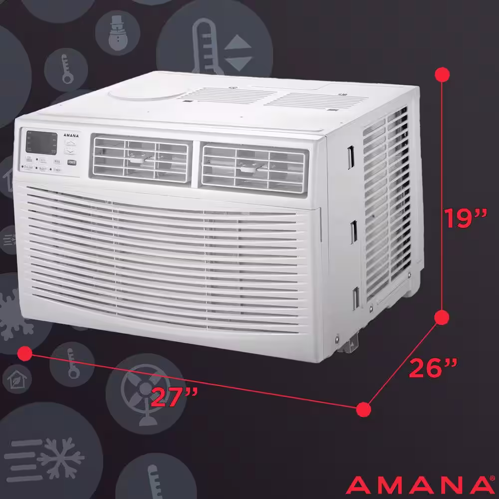 Amana 24,000 BTU 230V Window AC w/ Remote for Rooms up to 1500 sq.ft 24-Hour Timer 3-Speed Auto-Restart Digital Display âWhite