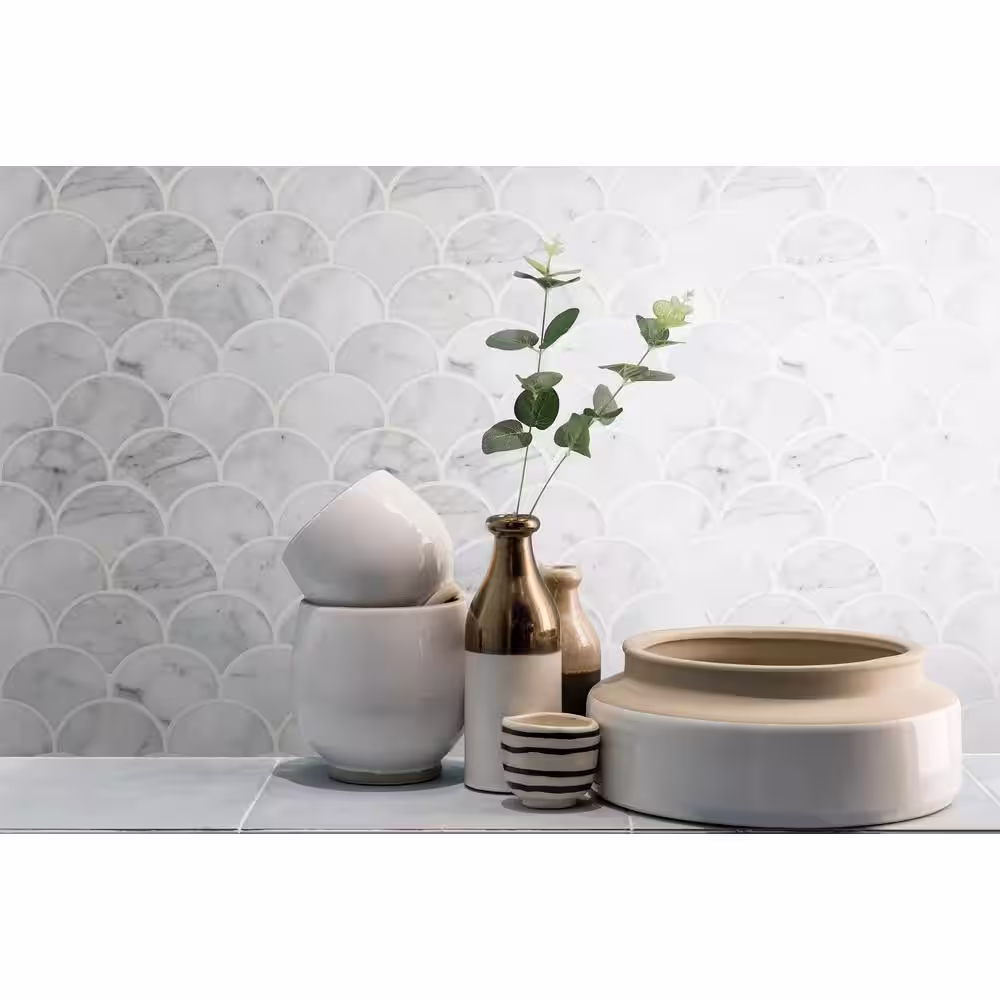 MSI Calacatta Cressa Blanco 12 in. x 14.5 in. Polished Marble Look Floor and Wall Tile (9.3 sq. ft./Case)