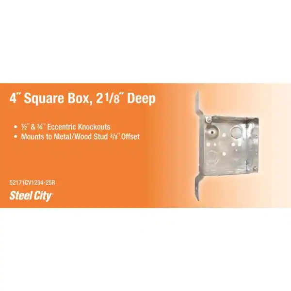 None 4 in. Metallic Square Box with CV Bracket