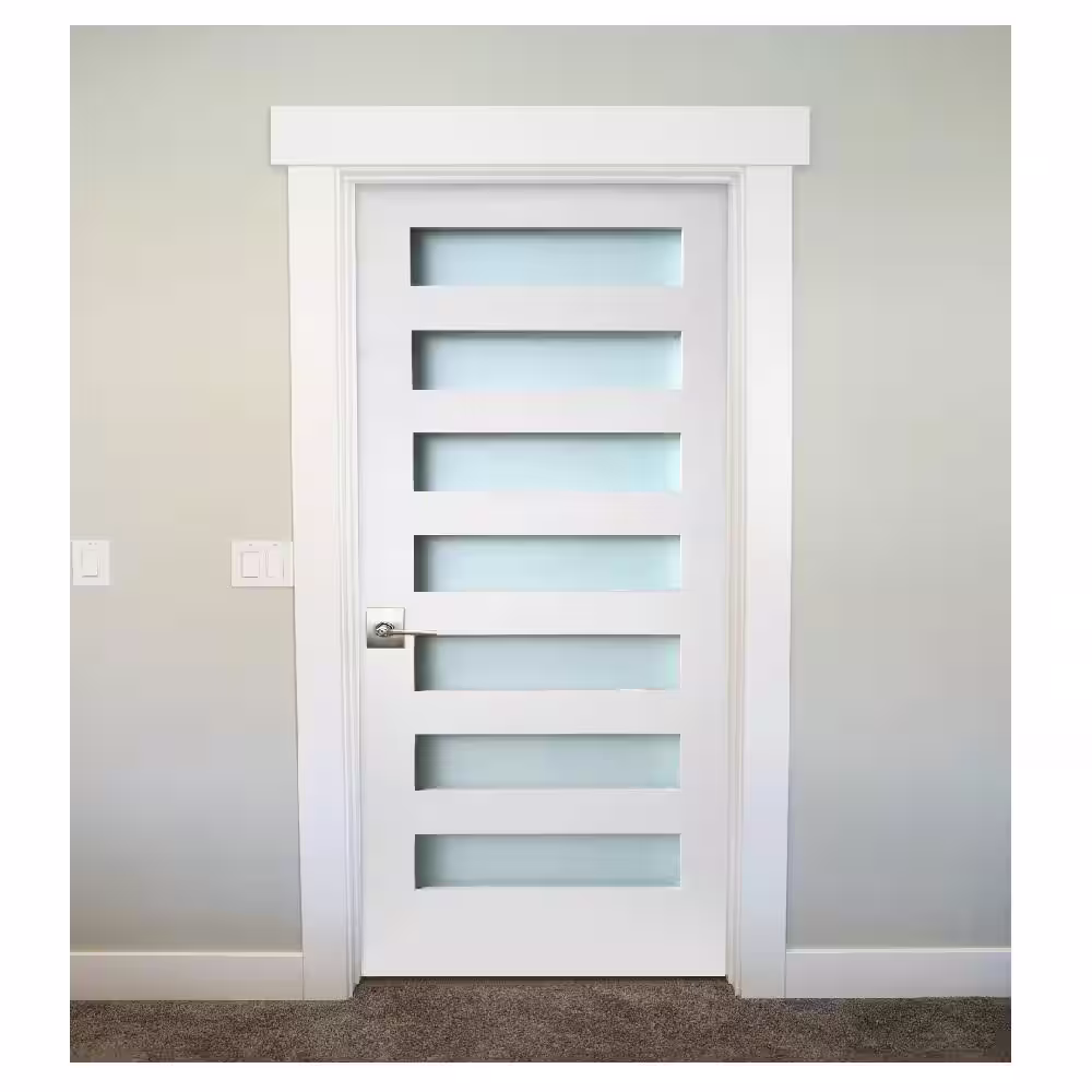 Stile Doors 30 in. x 80 in. 7-Lite Satin Etch Primed Solid Core MDF Interior Door Slab