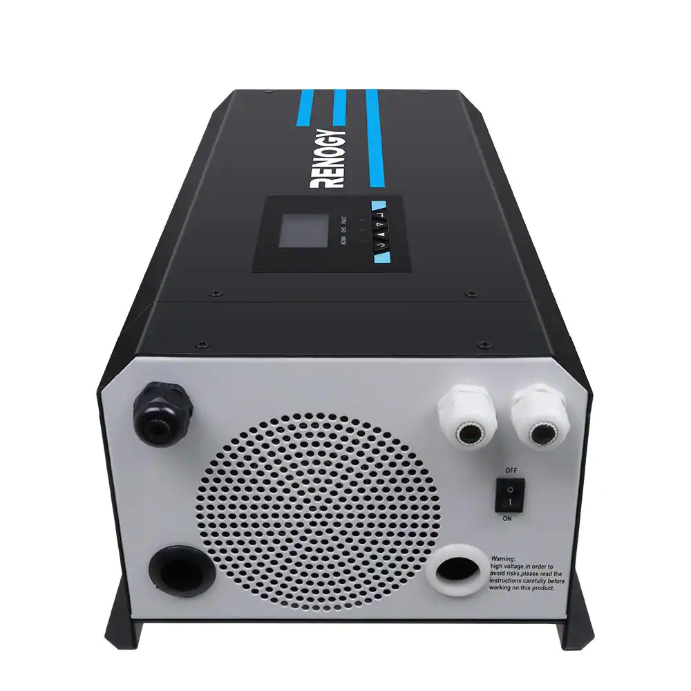 Renogy 3000 Watt 12V DC to 120V AC Pure Sine Wave Inverter Charger w/ LCD Display Lithium Battery compatibility 9000W Surge