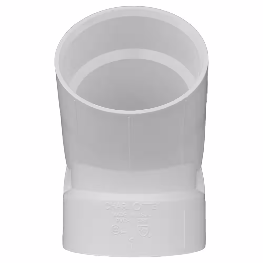 Charlotte Pipe 4 in. PVC DWV 45-Degree Hub x Hub Elbow